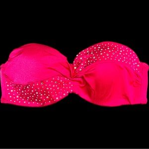 Victorias Secret BLING Push-up strapless bikini top 34D Fuschia Pink